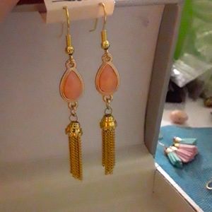 Evalinie Gold drop fringe earrings